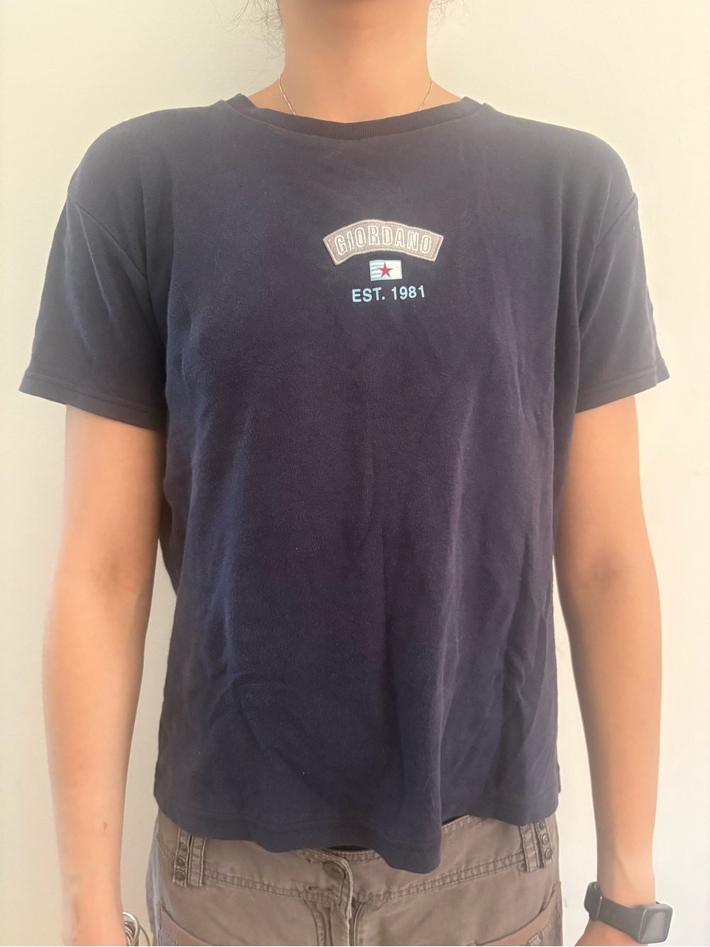 Giordano Navy Short Sleeve Logo Tee - Women's